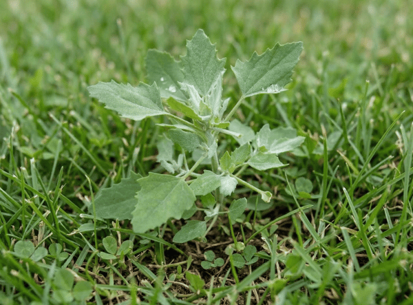 Lambsquarters growing in a lawn