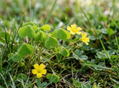 Oxalis in lawn before Salacia treatment
